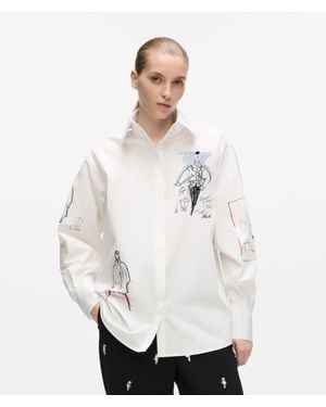 KARL LAGERFELD Exclusive Sketch Cotton Shirt - White