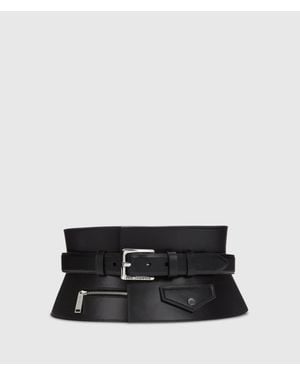 KARL LAGERFELD Leather Corset Belt - Black