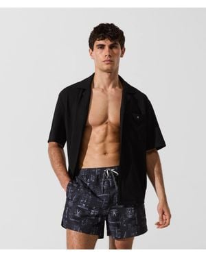 KARL LAGERFELD Textured Beachwear Shirt - Black