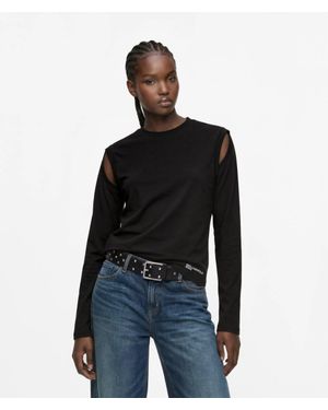 KL Jeans Cut-Out Long-Sleeved Top - Black