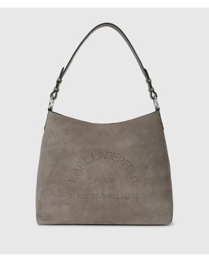 KARL LAGERFELD K/Daily Suede Hobo Bag - Gray