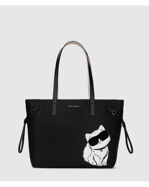 KARL LAGERFELD Ikon Choupette Drawstring Tote Bag - Black