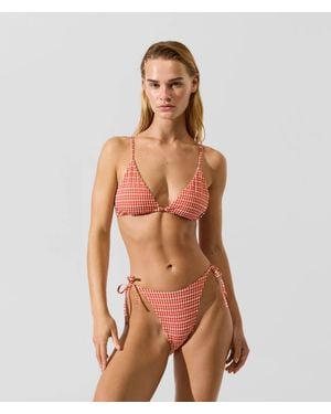 KARL LAGERFELD Ikon Gingham Bikini Bottoms - Natural