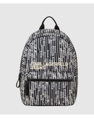 KL Jeans Nylon Linear Logo Backpack, Multicolored - Black