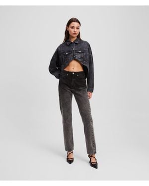 KL Jeans Ombré High-Rise Straight Jeans - Black