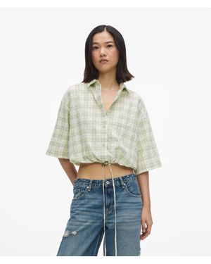 KL Jeans Boxy Checked Blouse - White