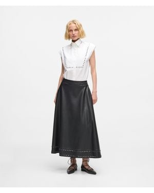 KARL LAGERFELD Studded Faux Leather Skirt - White