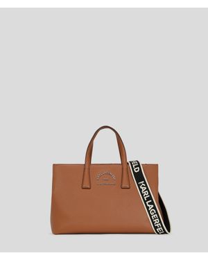 KARL LAGERFELD Rue St-Guillaume Metal Satchel Bag - Brown