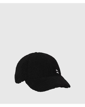 KARL LAGERFELD Ikon Faux-Shearling Cap - Black
