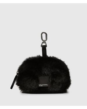 KL Jeans Box Logo Furry Mini Purse - Black