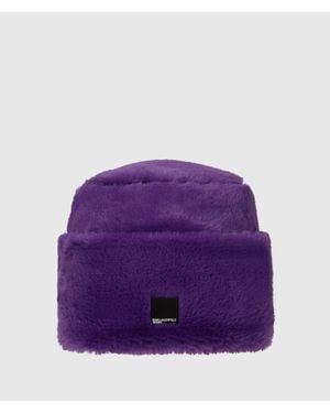 KL Jeans Fold-Up Faux-Fur Beanie - Purple