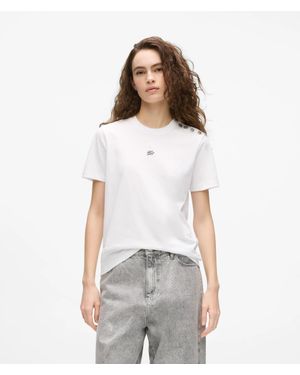 KARL LAGERFELD Button Detail Autograph T-Shirt - White