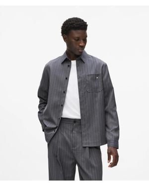 KARL LAGERFELD Pinstripe Wool‑Blend Shirt - Gray