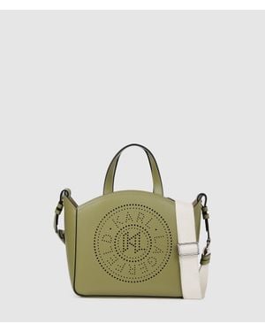 KARL LAGERFELD K/Circle Perforated Small Tote Bag - Green