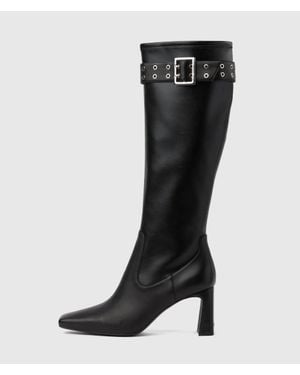 KARL LAGERFELD Kati Knee-High Buckle Boots - Black