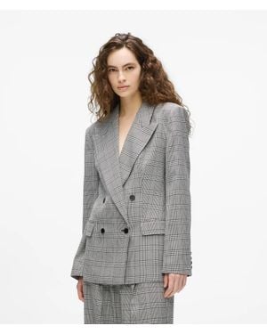 KARL LAGERFELD Structured Checked Blazer - Gray