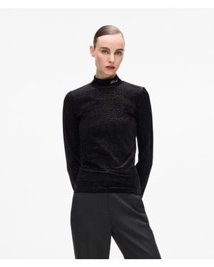 KARL LAGERFELD Sparkling Velvet Top - Black