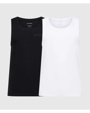 KARL LAGERFELD Logo Base Layer Tank Top - Black