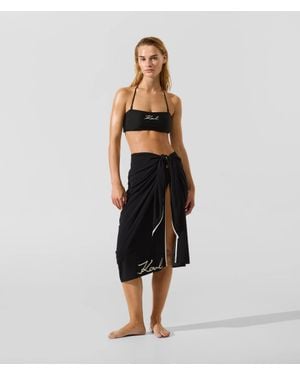 KARL LAGERFELD Signature Wrap Pareo - Black