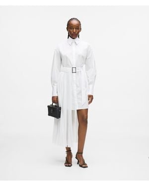 KARL LAGERFELD Pleated Panel Shirt Dress - White