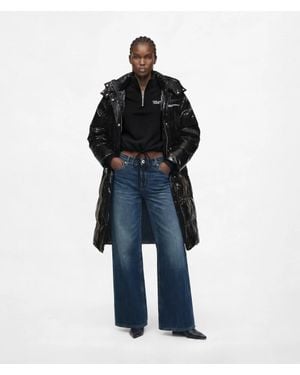 KL Jeans Long Shiny Puffer Jacket - Black