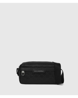 KARL LAGERFELD K/Monogram Perforated Crossbody Bag - Black