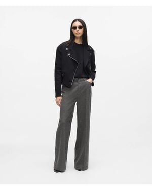 KARL LAGERFELD Wide-Leg Flannel Pants - Black