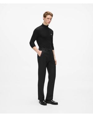 KARL LAGERFELD Monogram Checked Pants - Black