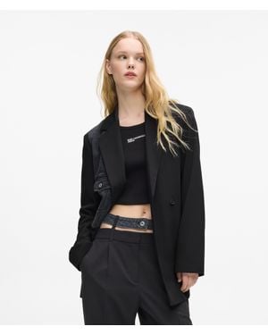 KL Jeans Denim Panel Blazer - Black