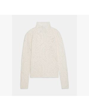 Kate Spade Lace Knit Turtleneck Top - White