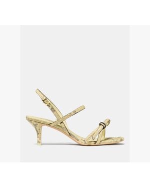 Kate Spade Loop Snakeskin Kitten Heel Sandals - Metallic