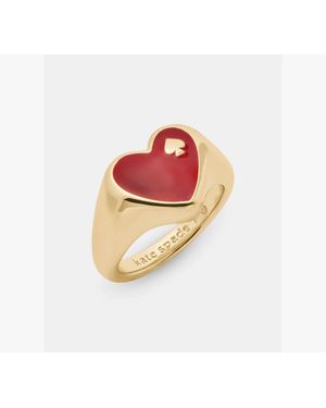 Kate Spade Heart And Spade Enamel Signet Ring - White
