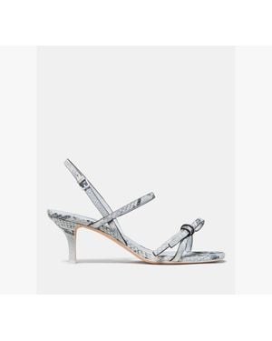 Kate Spade Loop Snakeskin Kitten Heel Sandals - White