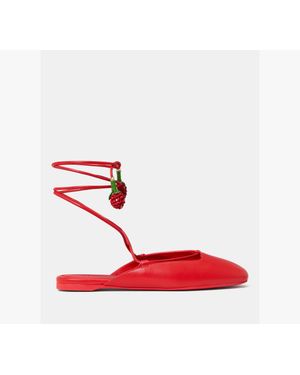 Kate Spade Eloise Ankle Wrap Mule Flat - Red