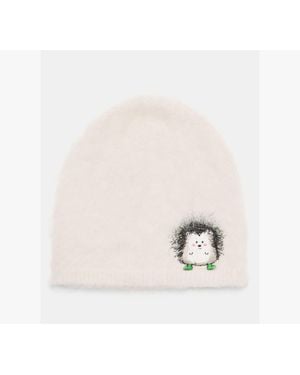 Kate Spade Hedgehog Patch Brushy Beanie - White