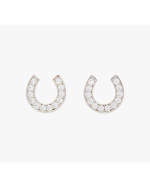 Kate Spade Lucky Charm Pavé Horseshoe Studs - White