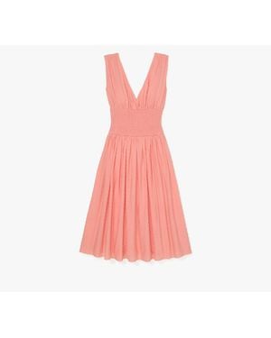 Kate Spade Swiss Dot Smocked Midi Dress - Pink