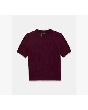 Kate Spade Pointelle Short Sleeve Sweater - Purple