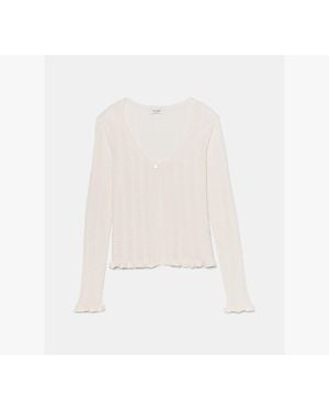 Kate Spade Pointelle Lace Knit Cardigan - White