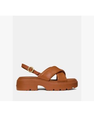 Kate Spade Halo Criss Cross Lug Sandal - Brown