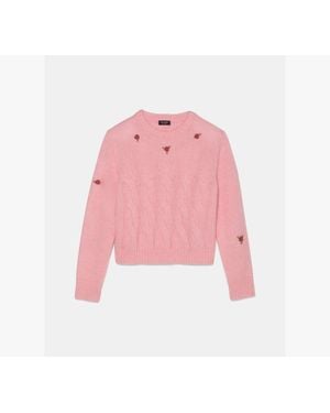 Kate Spade Cropped Cable Crew Neck Sweater - Pink