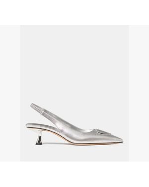 Kate Spade Lover Metallic Slingback Kitten Heel - White