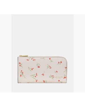 Kate Spade Devin Vibrant Buds Zip Around Continental Wallet - White