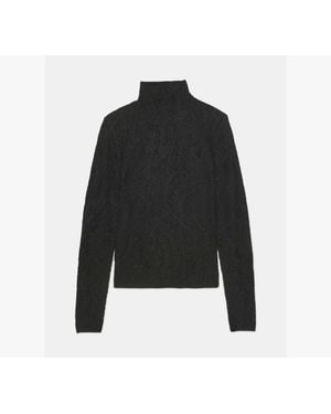 Kate Spade Lace Knit Turtleneck Top - Black