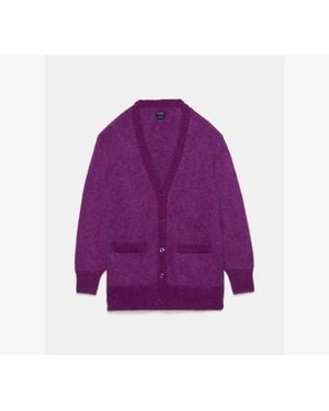 Kate Spade Fuzzy Oversized Cardigan - Purple