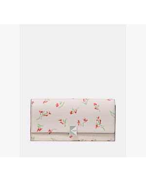 Kate Spade Deco Vibrant Buds Large Flap Wallet - White