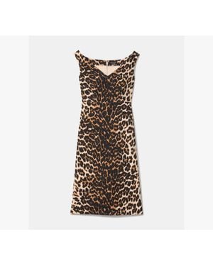 Kate Spade Leopard V-Neck Midi Dress - Natural