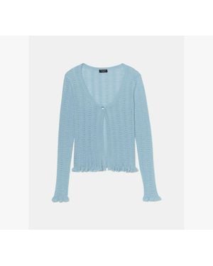 Kate Spade Pointelle Lace Knit Cardigan - Blue