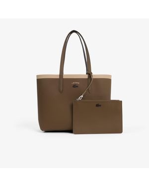 Lacoste Anna Reversible Tote With Pouch - Brown
