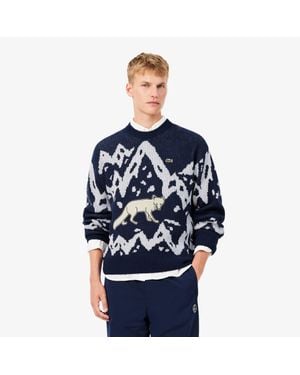 Lacoste Archive Edition Wool Jacquard Sweater - Blue